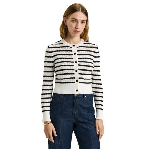 Veronika Maine Crochet Stripe Cardigan